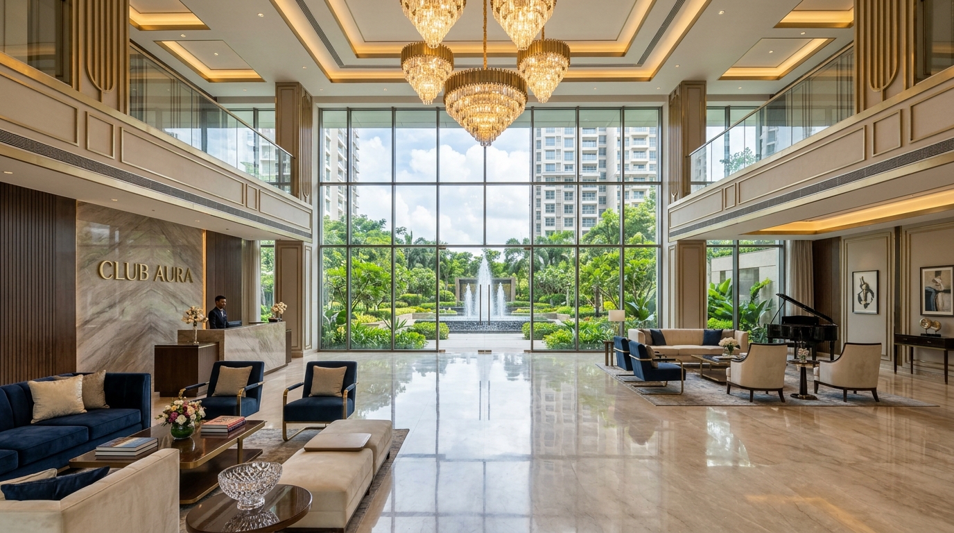 Club Aura Grand 50,000 Sq.Ft Clubhouse Lobby