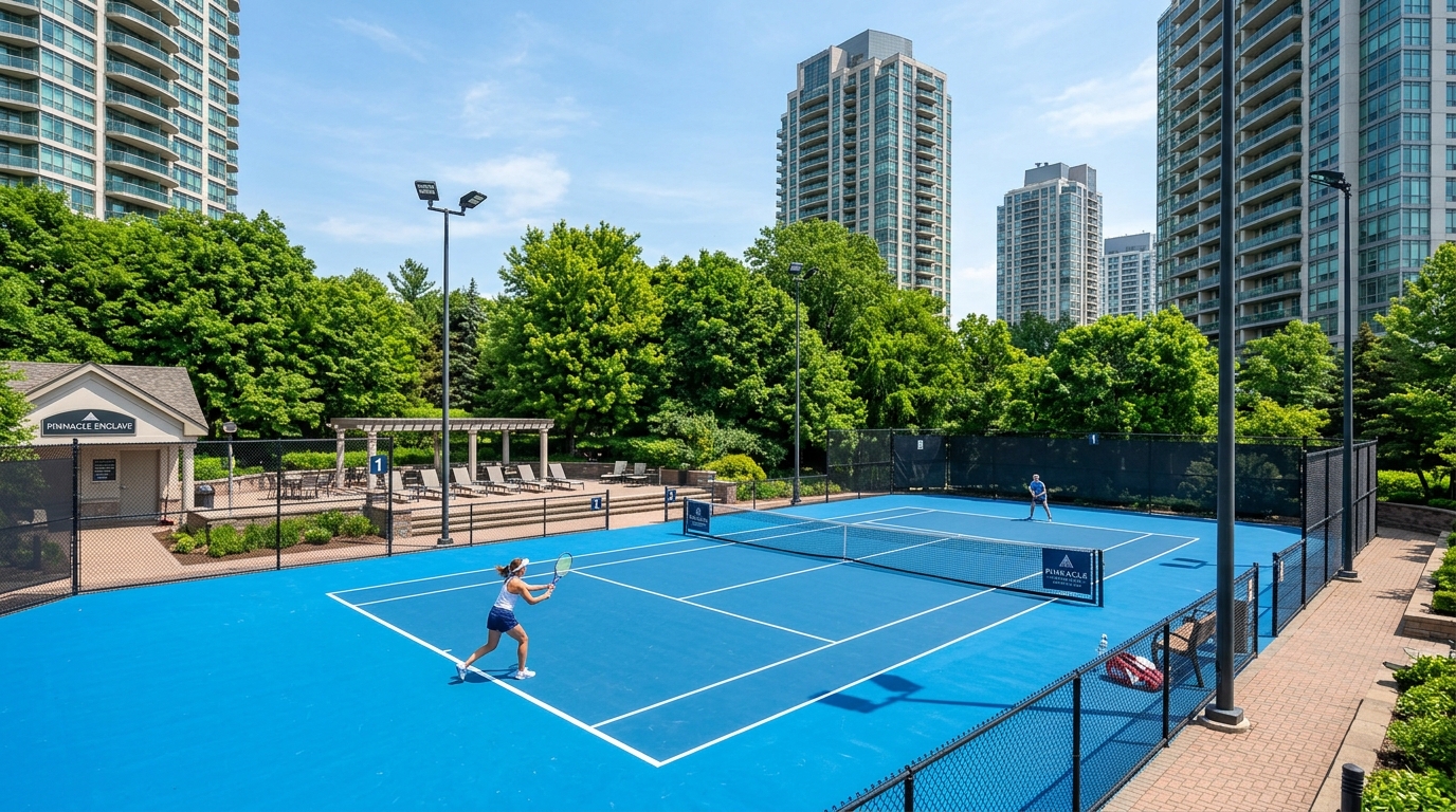 Championship Floodlit Tennis Court